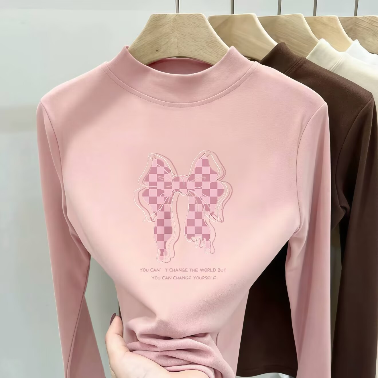 女童长袖T恤秋冬韩版儿童宽松卡通印花上衣小女孩打底衫粉色T恤潮