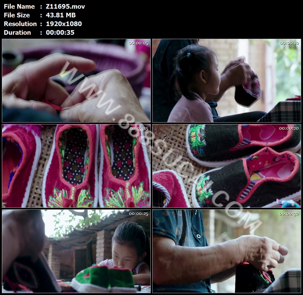 老人做布鞋千层底布鞋娃娃鞋虎头鞋布鞋特写高清实拍视频素材