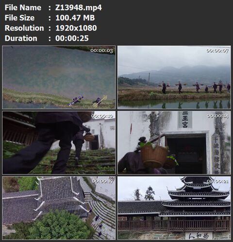 侗族田埂挑担子水田三朝酒三王宫祈福风雨桥高清视频素材