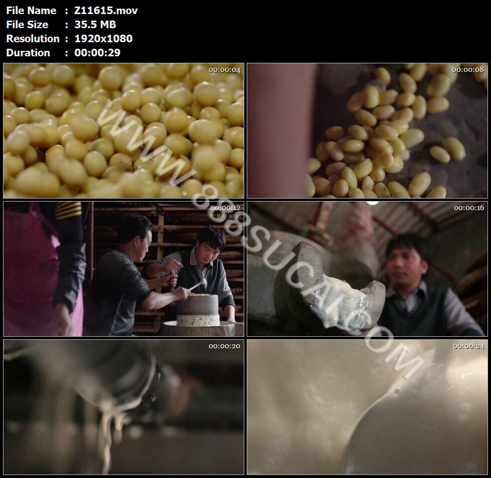 黄豆落下特写磨黄豆做豆腐高清实拍视频素材