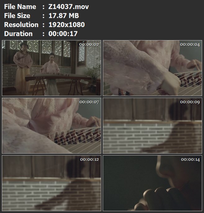 古代女子弹古琴古筝口红化妆特写高清视频素材