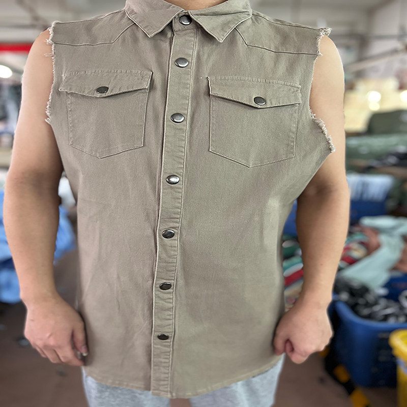 秋季男士坎肩无袖黑色牛仔马甲潮流韩版背心衣服休闲纯色薄款外套