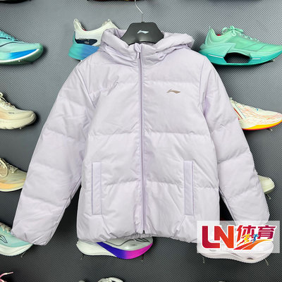 李宁2025年冬季新款女大童抗静电85%鸭绒短羽绒服YYMV026
