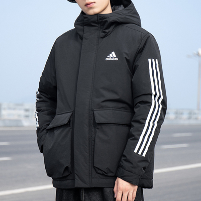 Adidas连帽保暖棉服羽绒服