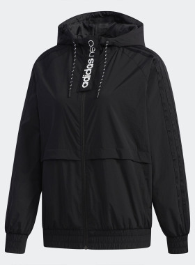 昊动   AdidasNEO女子拉链梭织防风连帽夹克外套FK9939 DT4136