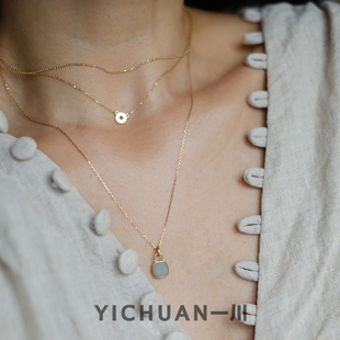 一川饰品 锁住小钱包小金库宋代古瓷18k黄金项链原创设计店主亲制