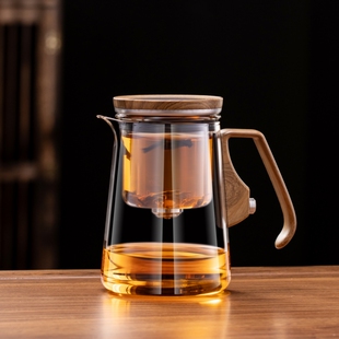 新款顶壶飘逸杯一键茶水分离泡茶壶无杆磁吸玻璃飘逸壶茶水分离杯