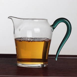 日式带把玻璃公道杯加厚耐高温高硼硅茶漏一体分茶器泡茶