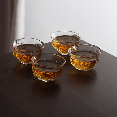 功夫茶具配件套装锤纹小杯玻璃