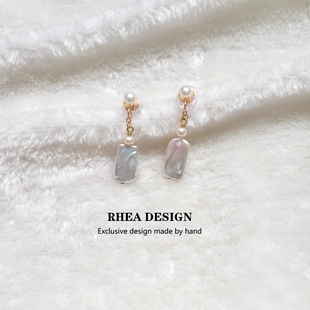 天然珍珠耳环女复古港风耳钉韩国气质网红高级感通勤耳针无痛耳夹