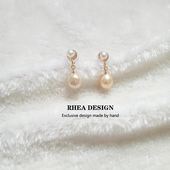 爆款 法式 珍珠耳饰高级感轻奢耳环2026新款 纯银设计感粉色耳钉女