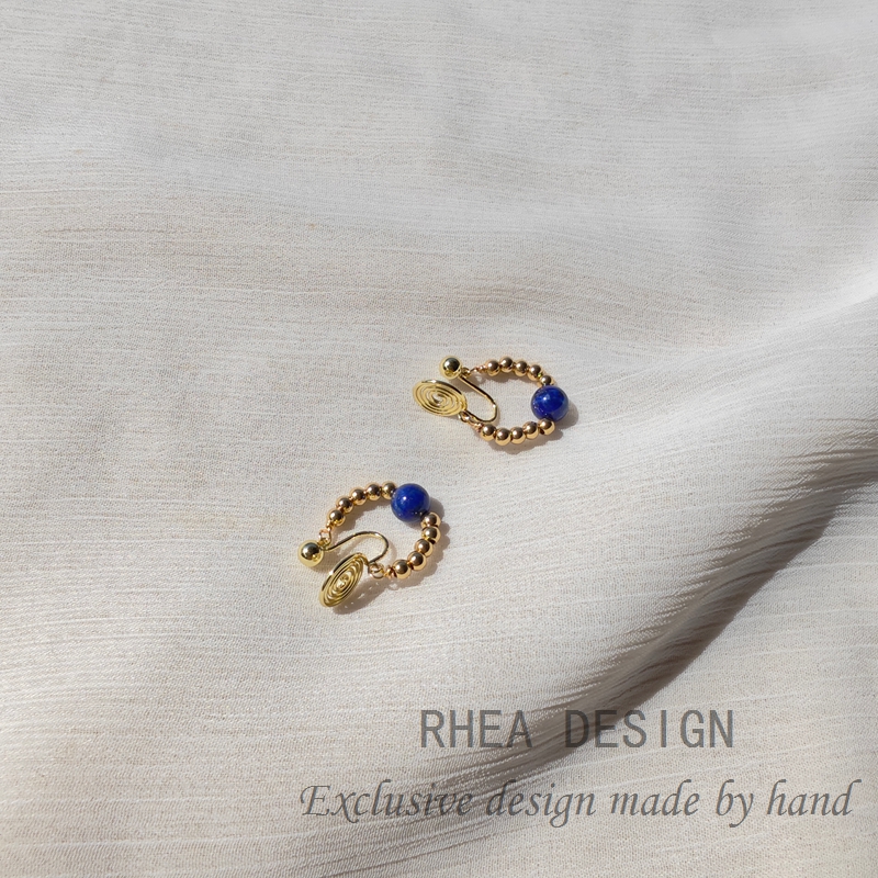 原创设计天然青金石耳圈蚊香盘耳夹无耳洞女高级感气质耳钉