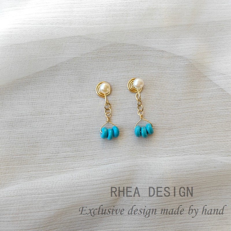 原创天然珍珠18K包金防过敏耳钉 女款国风新中式蓝松石耳钉耳夹,饰品/流行首饰/时尚饰品新,耳夹,淘宝优惠券,粉丝福利购,淘宝优惠卷