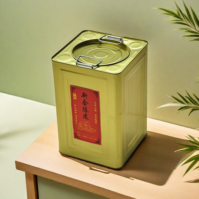 新会陈皮专用储存罐大容量密封加厚马口铁茶叶收纳罐方形陈化铁桶