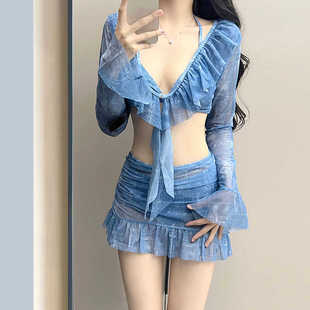 欧美酒吧dj女团gogo领舞台DS表演服夜场女bgo点舞服性感蓝色套装