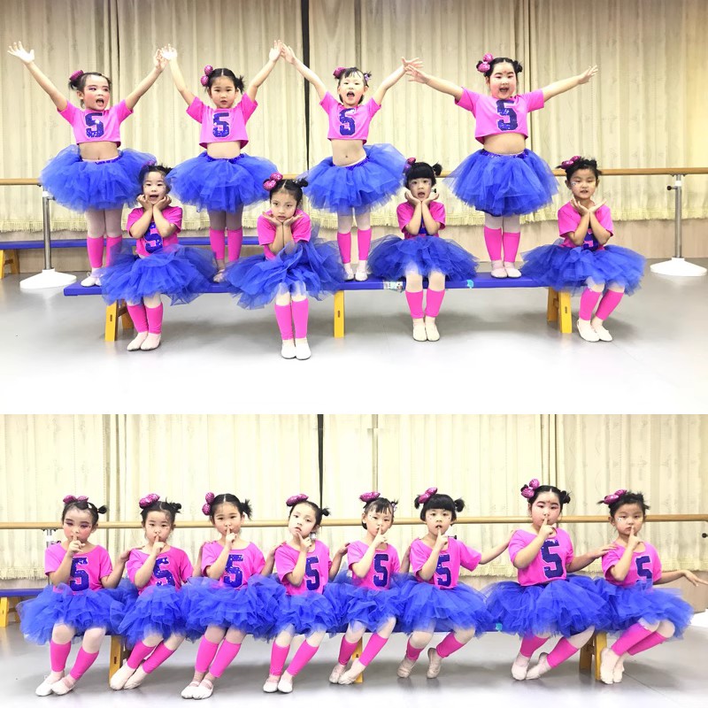 六一儿童表演服幼儿园小班演出啦啦操舞蹈服女童蓬蓬纱裙亮片爵士