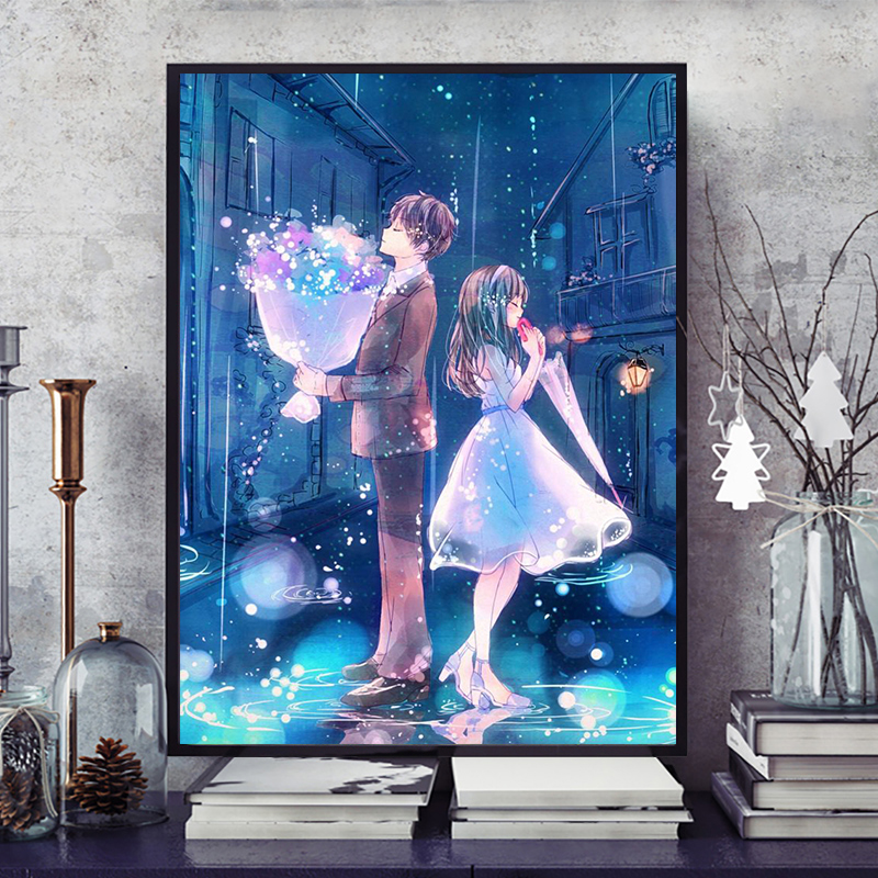 卡通情侣钻石画2025年新款客厅卧室现代简约5d唯美贴钻十字绣满钻