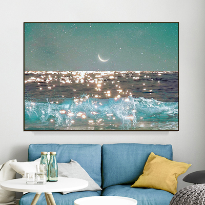 北欧海边月亮风景钻石画满钻新款2026唯美贴钻十字绣客厅卧室餐厅