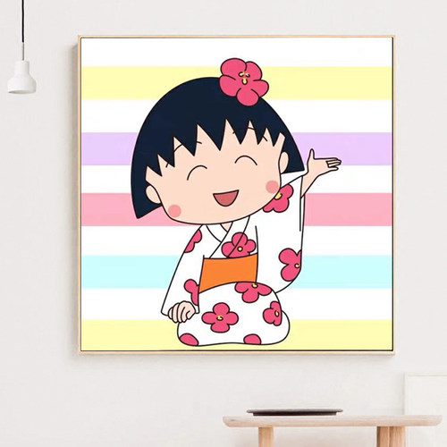 卡通可爱女孩5d钻石画樱桃小丸子