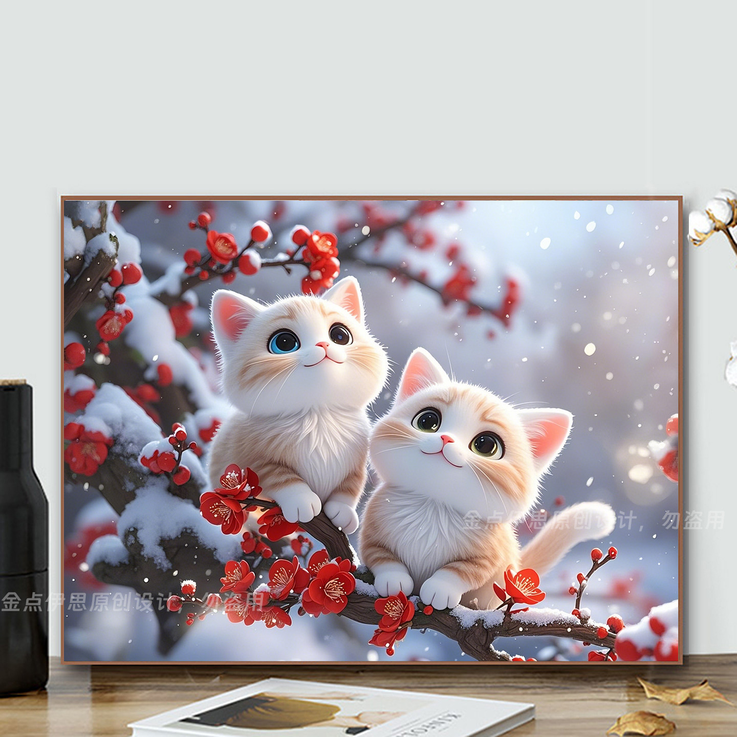 动物猫咪梅花风景钻石画2025新款手工点贴钻十字绣卧室儿童房满钻