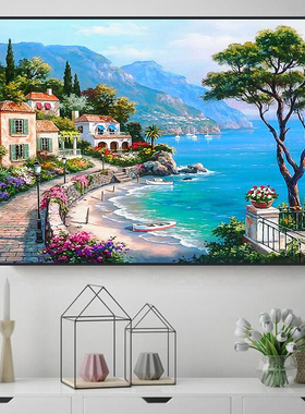 钻石画2025新款地中海风景5d手工贴钻十字绣砖石贴画客厅卧室满钻