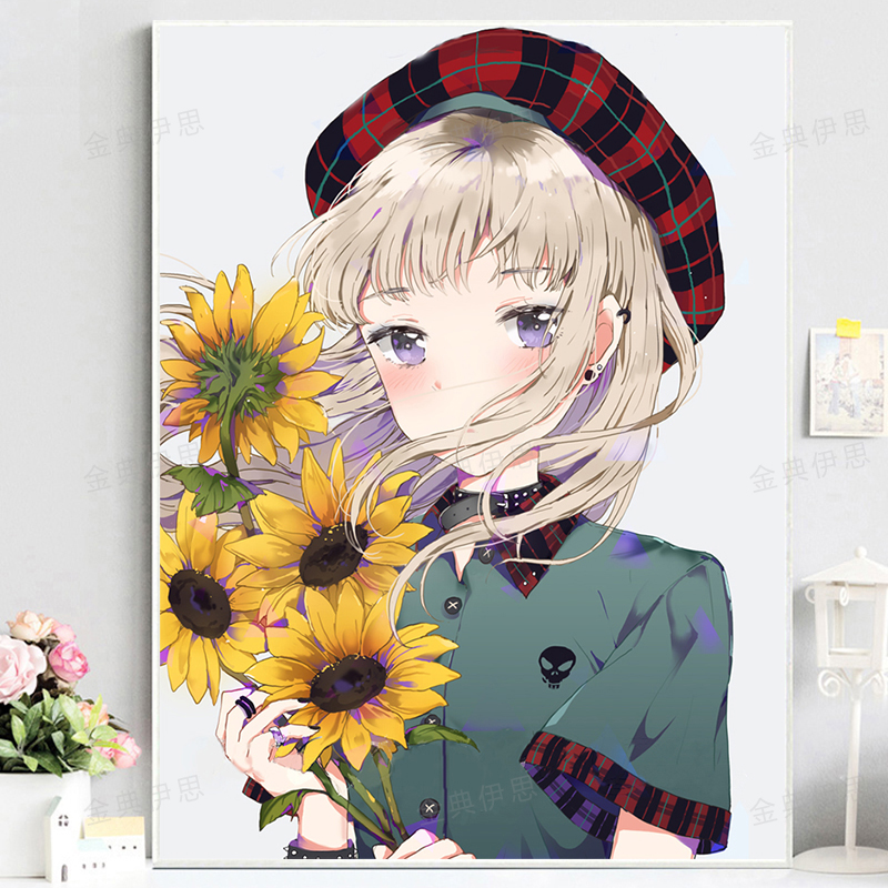 点贴钻十字绣2025新款卡通可爱女孩5d钻石画儿童卧室小幅学生满钻