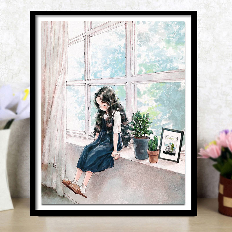 卡通人物钻石画2026新款可爱小幅女孩5d手工贴钻十字绣卧室儿童房