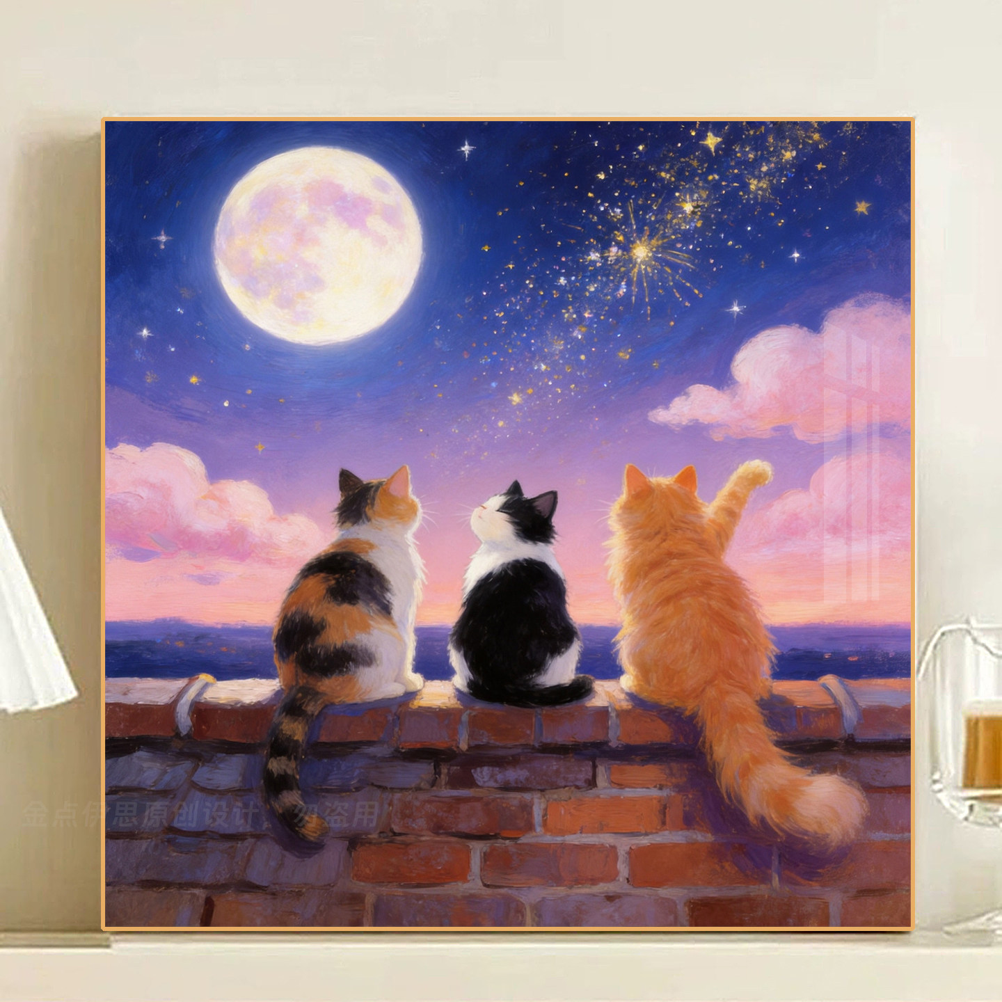 星空猫咪风景钻石画2026新款动物手工点贴钻十字绣卧室儿童房满钻
