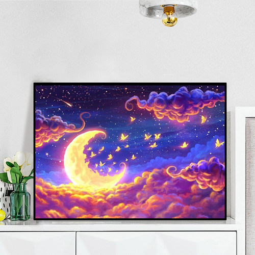 天空云彩月亮唯美钻石画现代简约