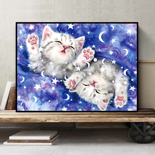 儿童手工5d贴钻画猫咪动物钻石绣
