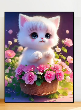 可爱卡通风景猫咪钻石画水钻全钻