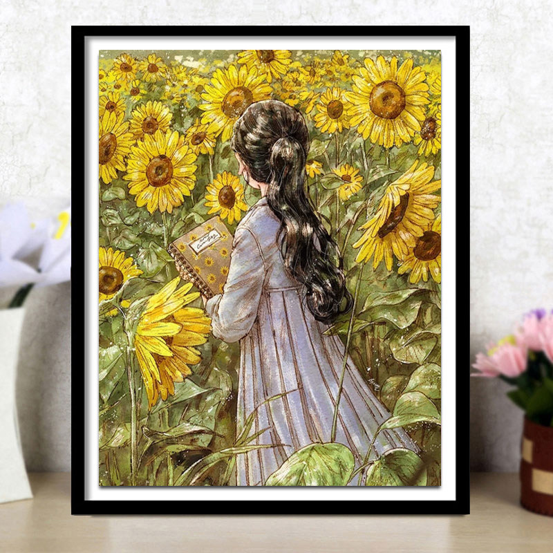 钻石画2025新款可爱卡通向日葵女孩点贴钻十字绣小幅儿童卧室满钻,居家布艺,钻石绣,淘宝优惠券,粉丝福利购,淘宝优惠卷