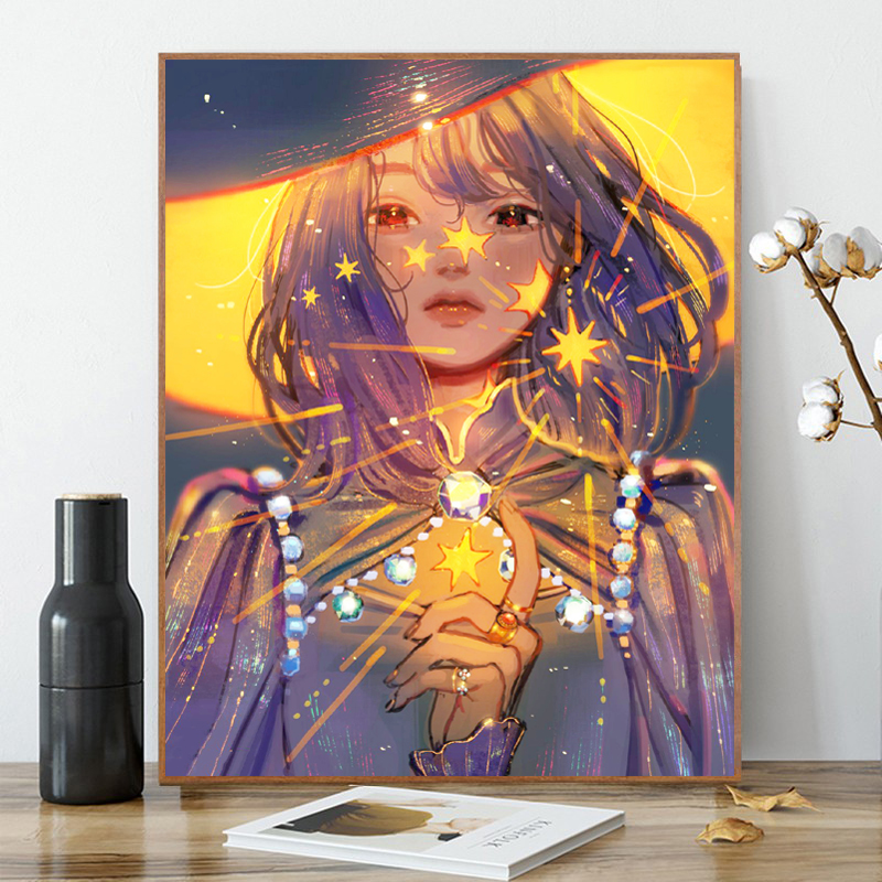 卡通少女钻石画2025新款现代简约人物5d点贴钻十字绣客厅卧室满钻