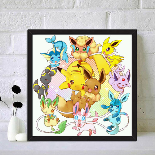 卡通儿童5d钻石画可爱皮卡丘伊布