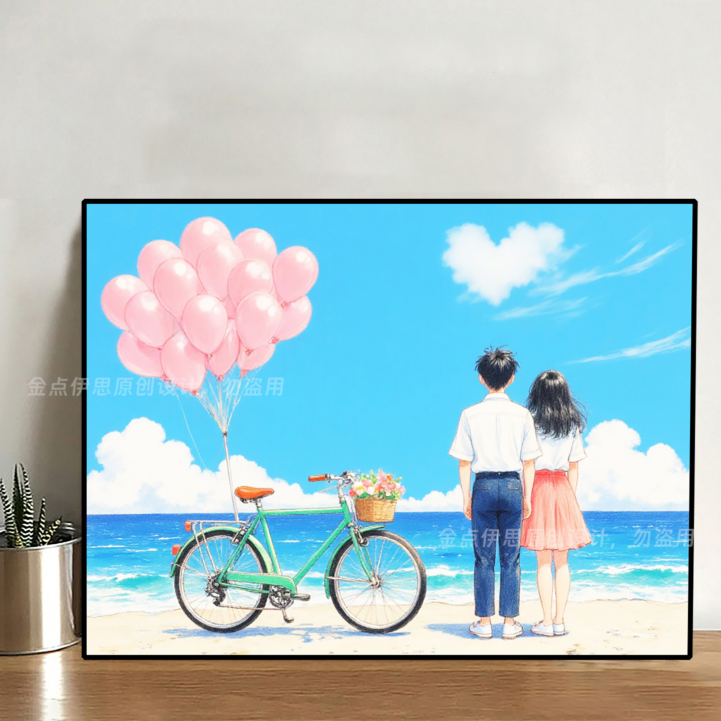 海边浪漫恋人钻石画现代简约小幅