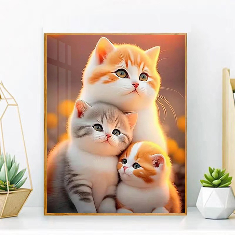 卡通钻石画2025新款可爱猫咪手工5d点贴砖石十字绣卧室儿童房满钻