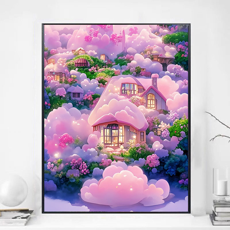 高级感钻石画2025年新款风景小屋5d手工点贴钻十字绣客厅卧室满钻