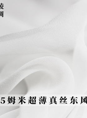 云绫白色真丝雪纺东风纱桑蚕丝绸女夏连衣裙汉服衬衫布料服装面料