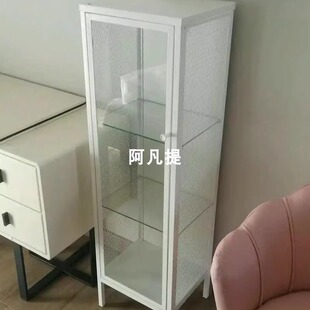 玻璃门橱柜 正品 宜家 巴格布 白色34x30x116收纳柜展示柜国内代购