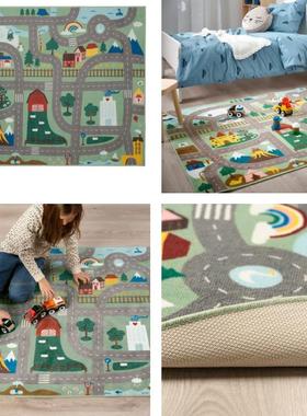 宜家新品瓦拉比 地毯 绿色 100x133儿童游戏垫宝宝爬行垫国内代购