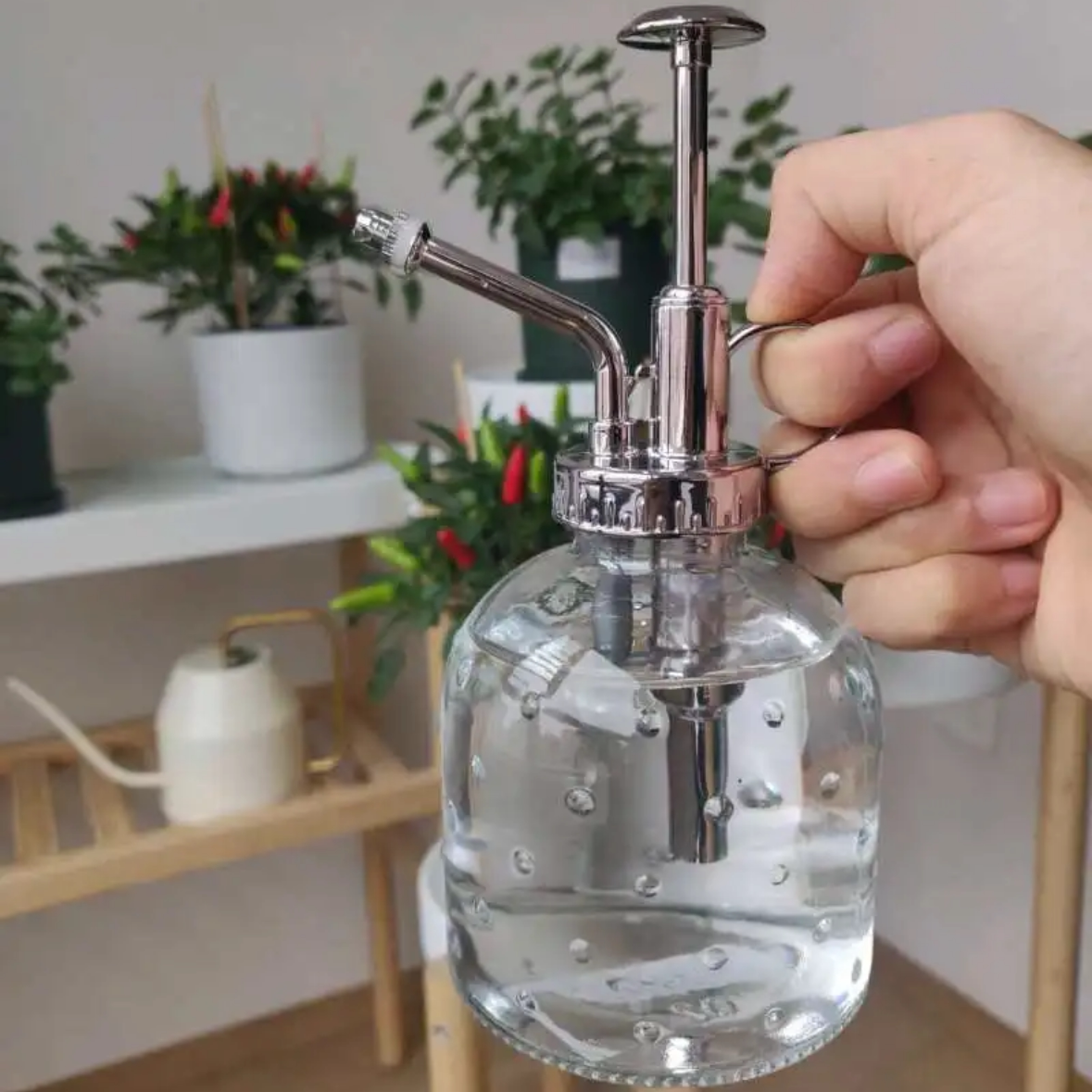 宜家 瑟萨姆夫吕恩 浇水壶 透明玻璃 25厘升浇花喷壶气压式洒水壶