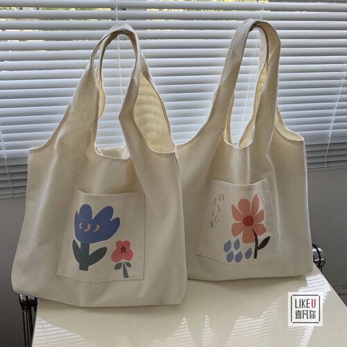 原创日系插画帆布文艺风手提袋