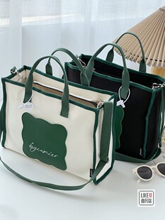 原创自制设计加厚有型托特帆布休闲学生电脑简约手提单肩斜挎女包