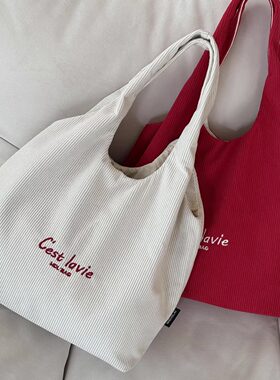 喜凡你韩版日常休闲灯芯绒单肩包