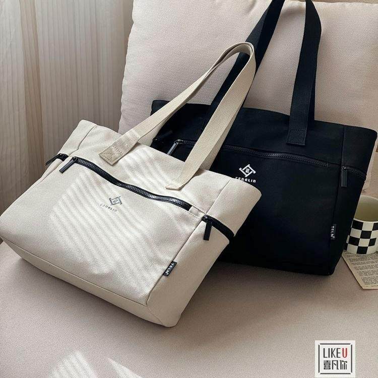 原创设计韩版文艺休闲百搭拉链帆布托特学生简约通勤单肩手提包袋,箱包皮具/热销女包/男包,通用款女包,淘宝优惠券,粉丝福利购,淘宝优惠卷