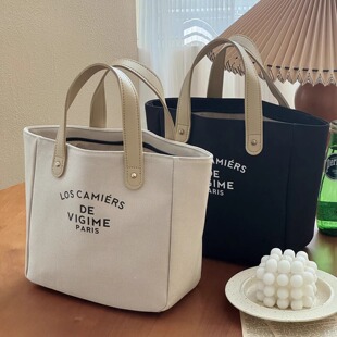 原创韩版日韩字母时尚简约帆布手提包文艺日常便携通勤学生餐盒包