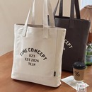 原创设计复古文艺字母通勤加厚帆布单肩简约休闲百搭学生托特包袋