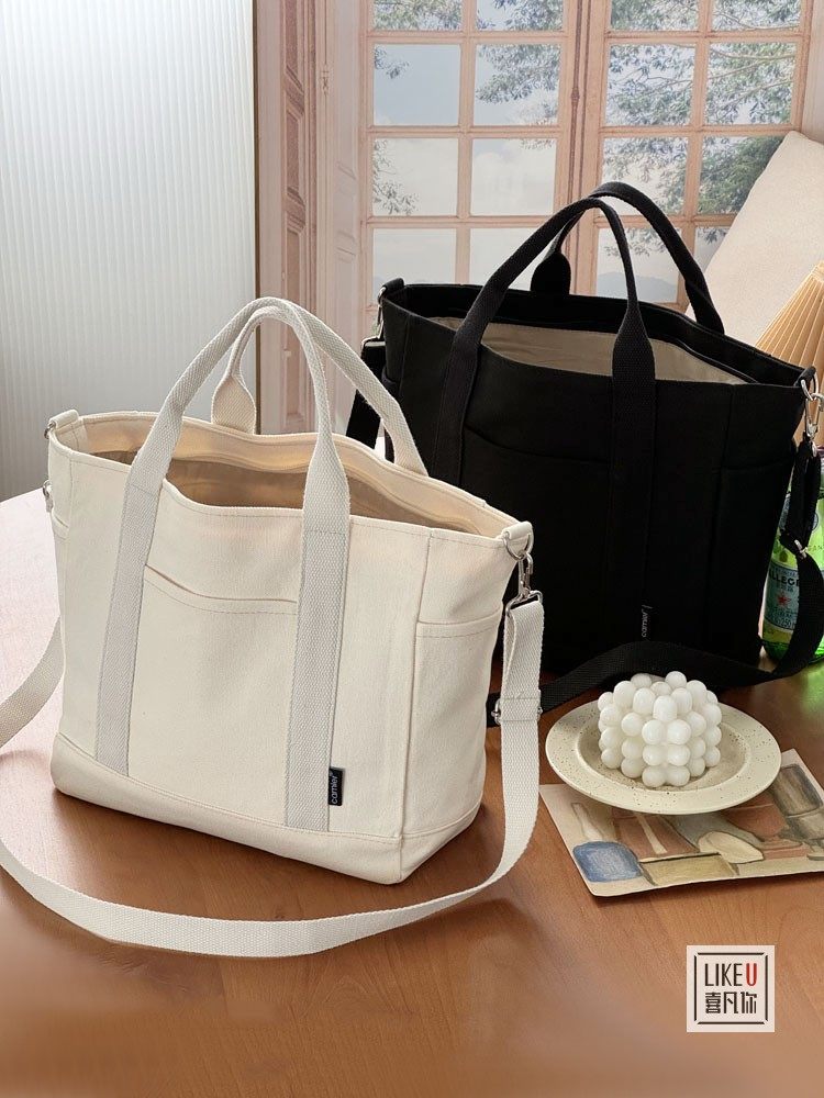 原创自制文艺日系纯色帆布手提斜挎托特包学生通勤休闲便携帆布包,箱包皮具/热销女包/男包,通用款女包,淘宝优惠券,粉丝福利购,淘宝优惠卷