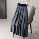 两面穿针织半身裙女秋冬新款 高腰显瘦垂坠感a字百褶裙大摆毛线裙
