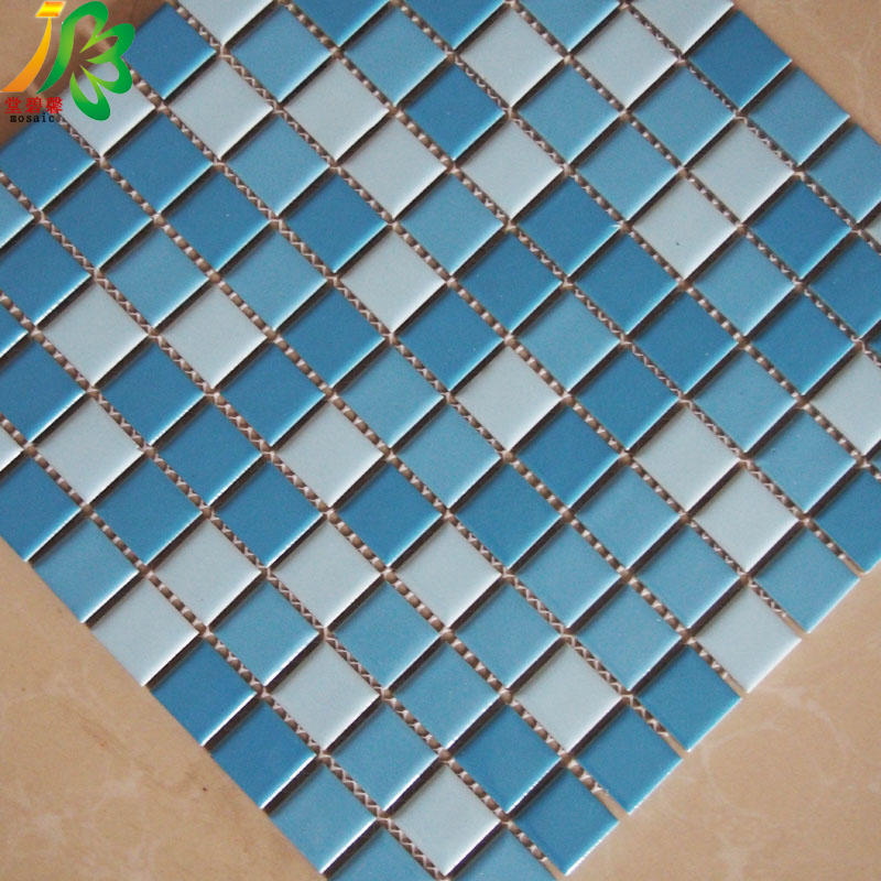 25mm地中海风浅蓝陶瓷马赛克瓷砖泳池喷泉鱼池卫生间专用工程墙贴